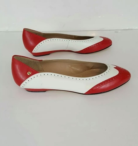 Women's Oxford Flats Vtg Red White Original Etienne Aigner 6M Leather New