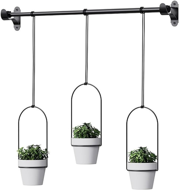 Black Hanging Planter with Retractable Hook, Hanging Wall Planters Basket, Indoo