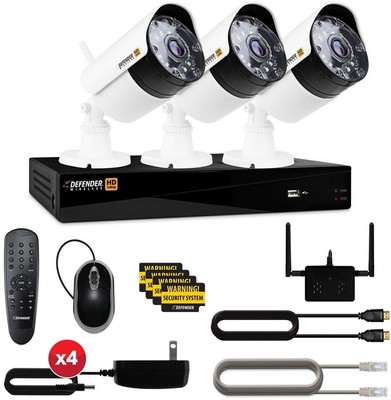 Defender Wireless HD 1080p 4-Channel 1TB DVR Security System with 3 Bullet