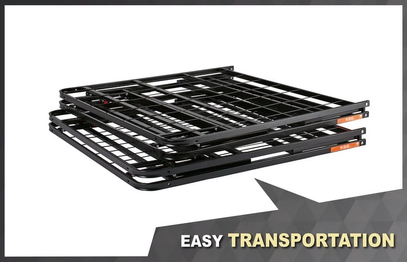 14" High Profile Foldable Steel Queen Platform Bed Frame, Black