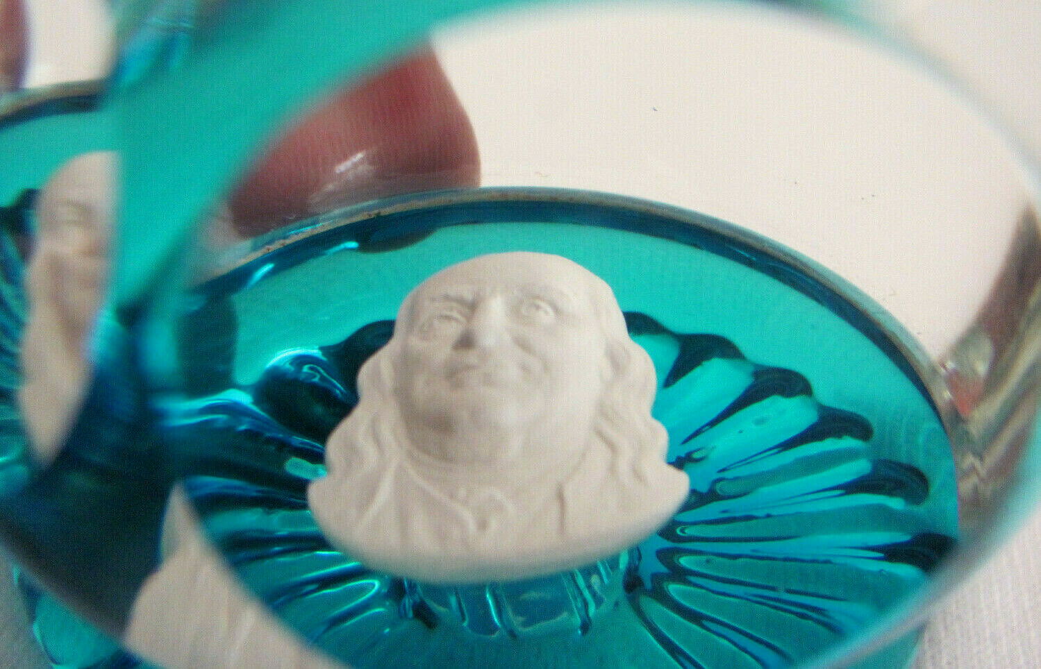 VINTAGE SULFIDE PAPERWEIGHT WITH BENJAMIN FRANKLIN CAMEO Hallmarked 