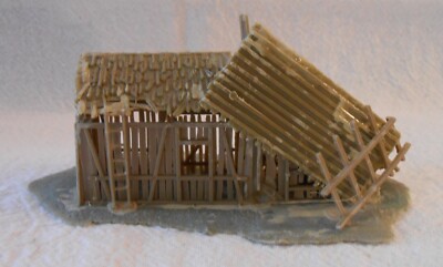 N scale collapsed/abandoned barn or shed built 4 x 2 in. very good - ships free