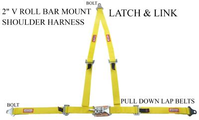 SAND RAIL 3 POINT 2'' LATCH & LINK RACING HARNESS SEAT BELT YELLOW BOLT IN