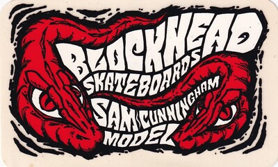 Vintage 1986 Sam Cunningham Model Blockhead Skateboards Sticker Not Reissue