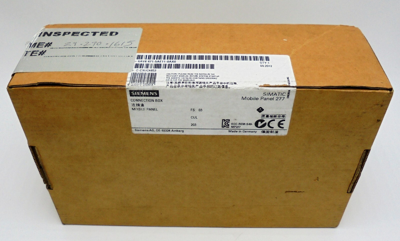 SIEMENS 6AV6-671-5AE11-0AX0 SIMATIC MOBILE PANEL 227 CONNECTION BOX