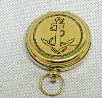 Sailor Pocket Compass Brass Push Button Nautical Maritime Working Compass Hiking