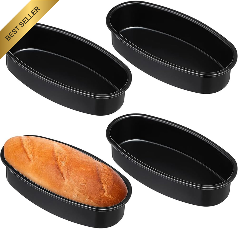 4Pcs Oval Cheesecake Pan, Cake Metal Mold,Carbon Steel Baking Bowl,Baking Mold,C