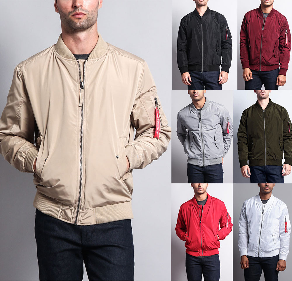 Victorious Men's Lightweight Bomber Flight Jacket Military