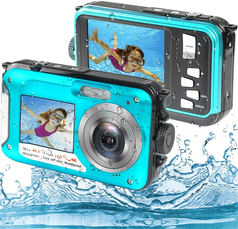 Underwater Camera, Waterproof Camera Full HD 2.7K 48MP Waterproof Camera Digital