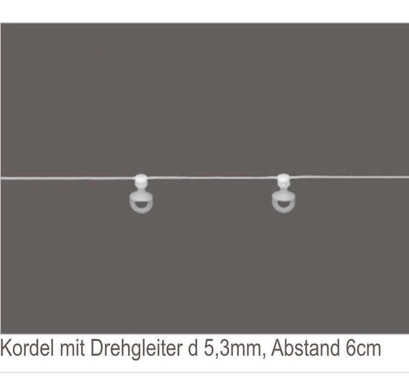 Newave Kordel Mit Drehgleiter D 5,3mm Abst.6 Cm. Gerster Kette Gleiterkordel Neu