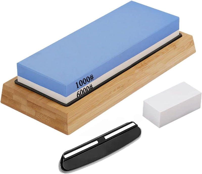 Whetstone Knife Sharpening Stone kit, Double Side Whetstone Sharpener 1000 6000