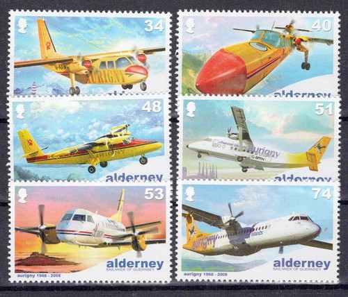 Alderney 332-337 MNH Airplanes Aviation Air Services ZAYIX
