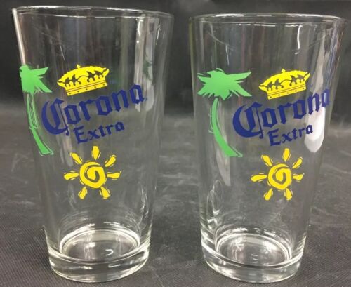 Excellent Set Of 2 Corona Extra Palm Tree Pint Glasses