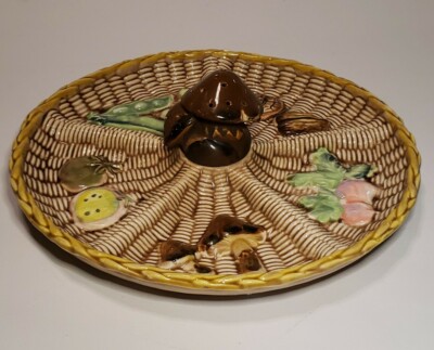 VTG Tilso Japan Divided Appetizer Serving Tray Mushroom Toothpick Holder 10''