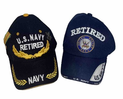 QTY 2 Retired United States Navy Hat Cap Embroidered Vietnam Medal Adjustable