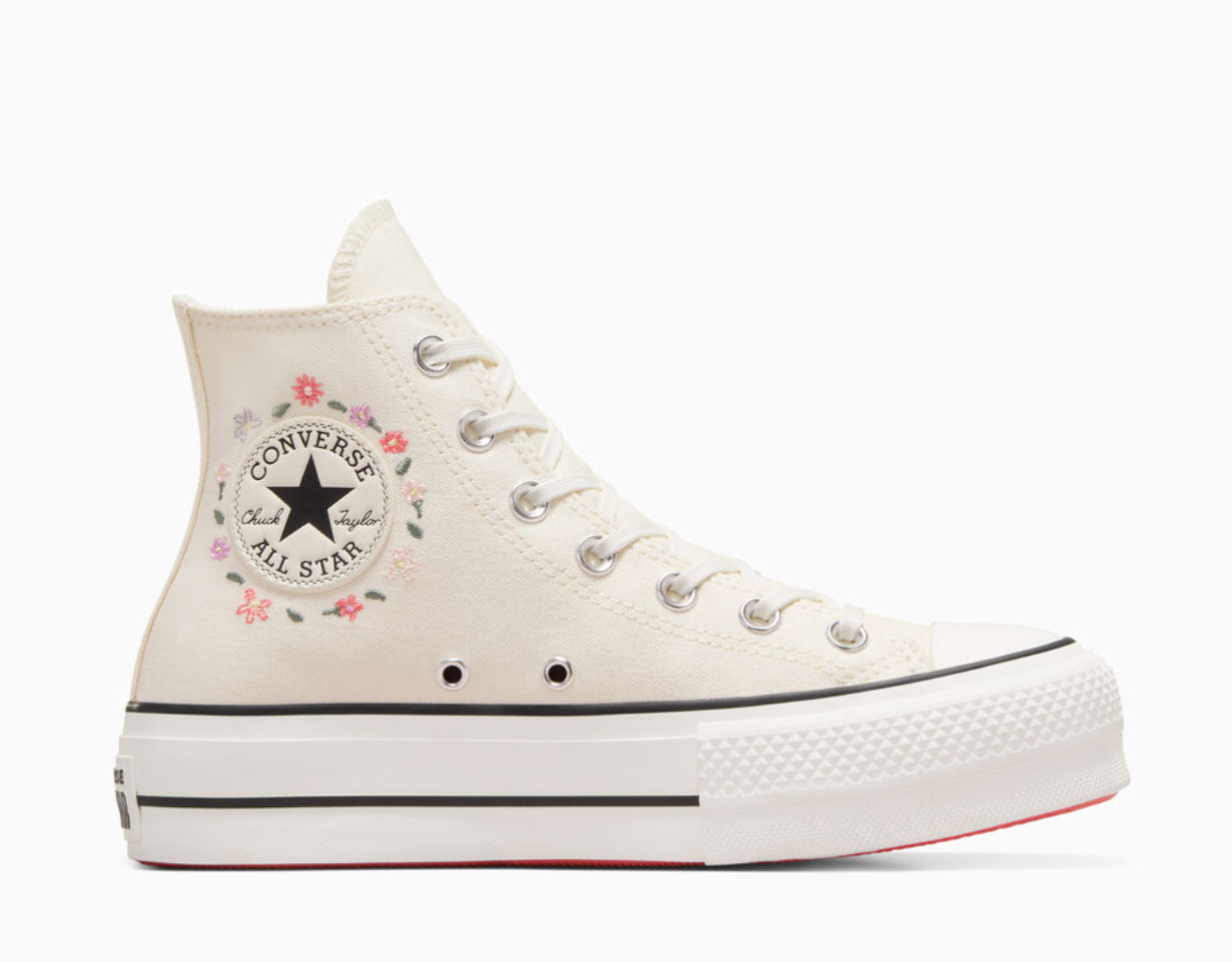 Pre-owned Converse Women's  Star Lift Little Flowers Luxe Shoes A10147c Watermelon In Red