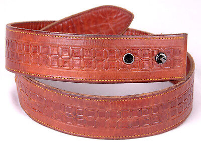 Vtg Leather Belt-Hand Tooled-Western-Brown-Stamped-Distressed-...