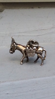 MEXICO BURRO DONKEY With BASKETS - Vintage Sterling Large Charm