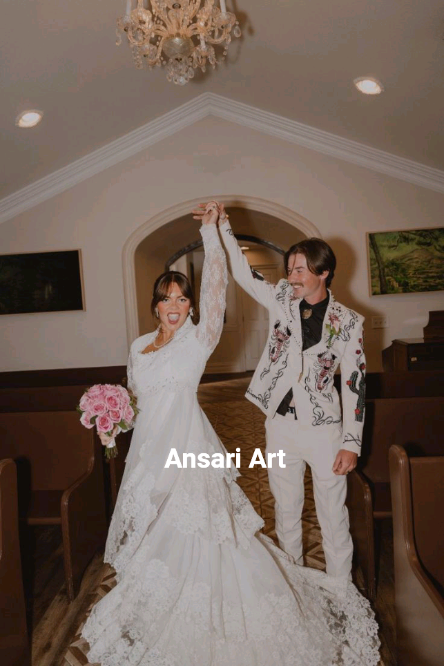 Pre-owned Art Men's 2pc Custom Made Country Western Embroidered Suit Prom Py Wedding Outfit In White