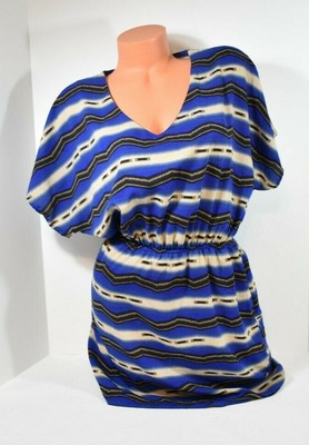 Women's Francesca's Birdcage Blue & Tan Dress Style #D8045  Size S  NWOT