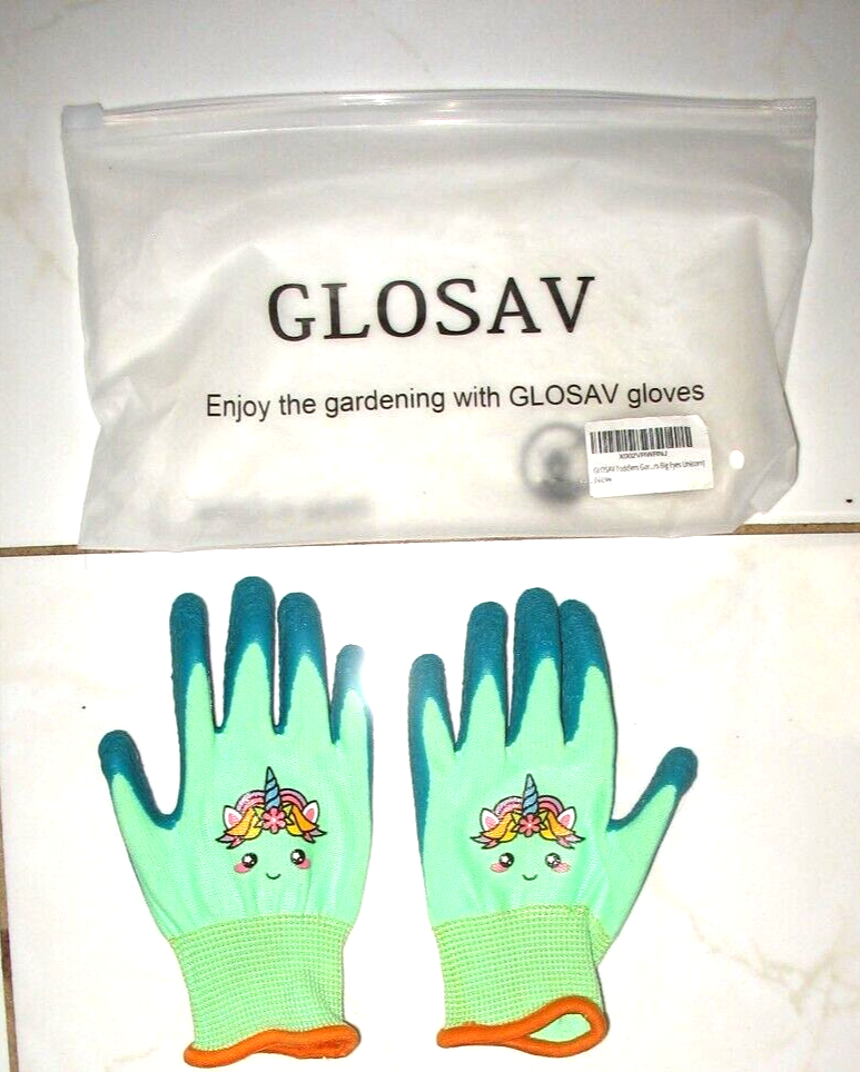 GLOSAV Gardening Gloves for Toddlers,  Size  - BIG EYES Unicorns! NEW