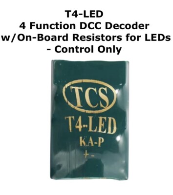 TCS T4-LED HO Scale DCC Motor Decoder 4 Function 9-pin JST & KA Plug ~ NEW 2024