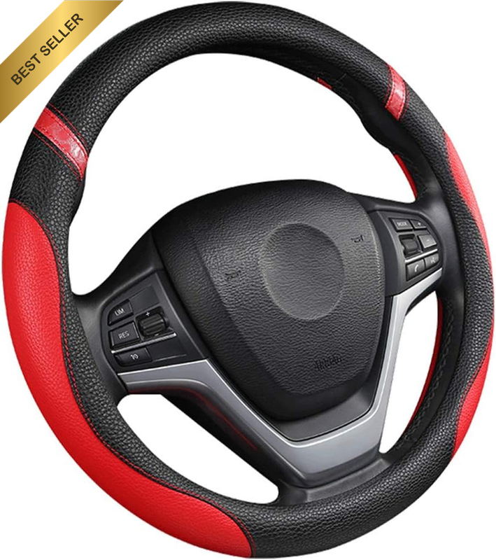 Steering Wheel Cover for Car Leather Universal Covers Men Women Fit Cars SUV Tru