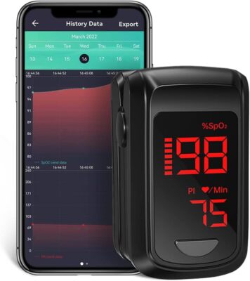 LED Fingertip Pulse Oximeter SpO2 PR Blood Oxygen Heart Rate Monitor Bluetooth 