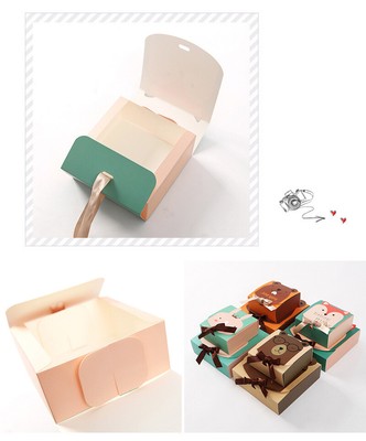 5pcs/set Cartoon square gift box kids birthday party snack milk gift box