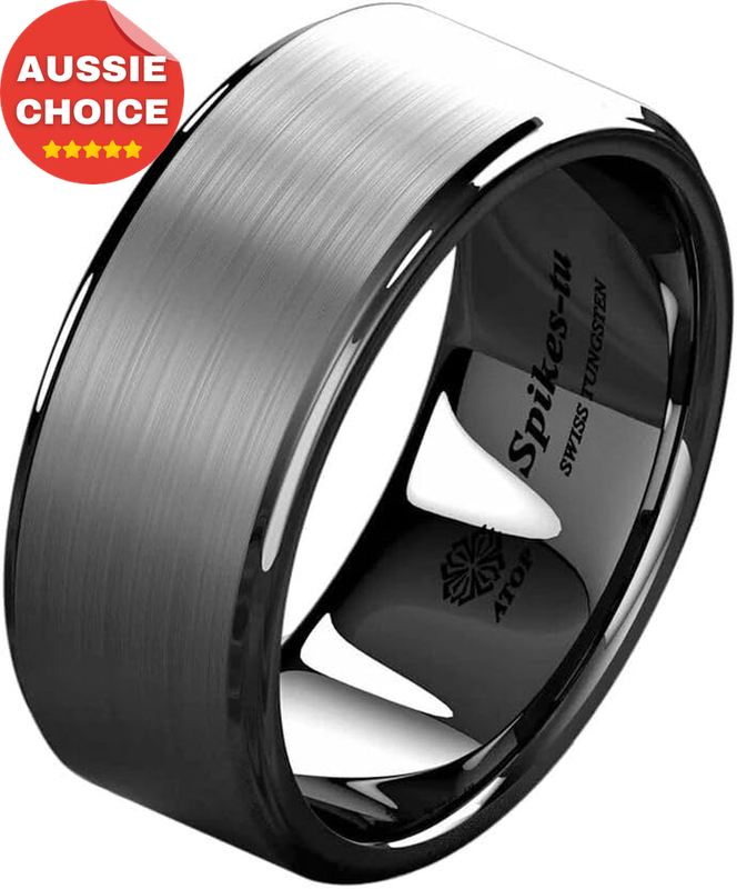 Men's 8mm Black Brushed Titanium Tungsten Ring Size 6-13 Wedding Band