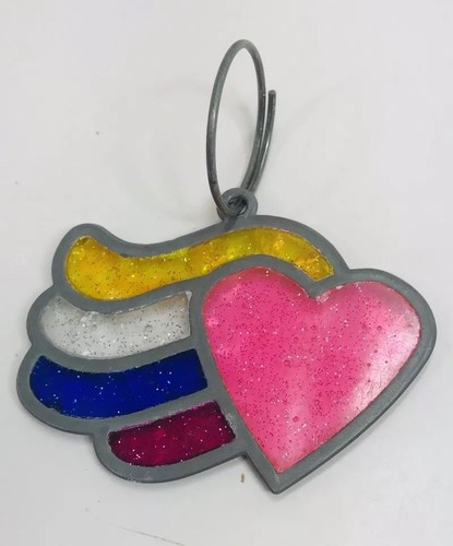 Vintage Makit & Bakit Rainbow Heart Suncatcher Window Key Chain Craft Ring