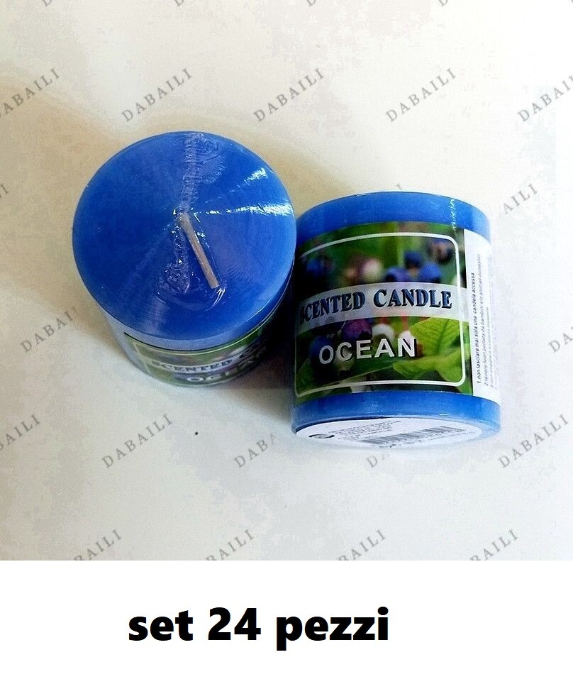 Set 24 Pezzi Candele Cera Profumate Blu Aroma Oceano 4,5x5cm bal