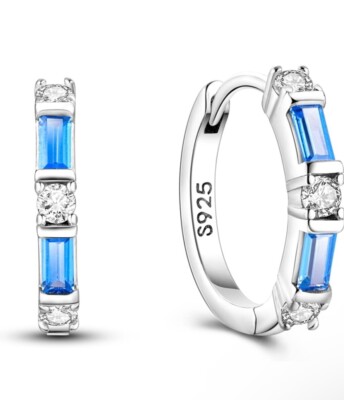 Girls Women 925 Sterling Silver, Small Hoop Zirconia  Earrings  Hypoallergenic