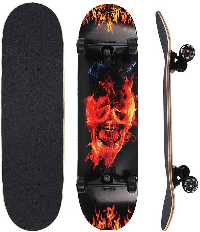 NPET PRO NEW Skateboard Complete 31 x 8 Concave Double Kick Maple Deck Flame S..