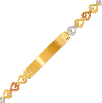 NEW 14K TRI COLOR  GOLD KIDS ID BRACELET 