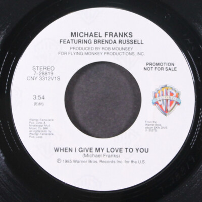 MICHAEL FRANKS: when i give my love to you / same WB 7'' Single 45 RPM