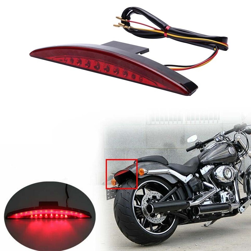 LED Rear Fender Tip Brake/Tail Light For Harley Breakout FXSB 2013-2017 – Black Housing, Red Lens