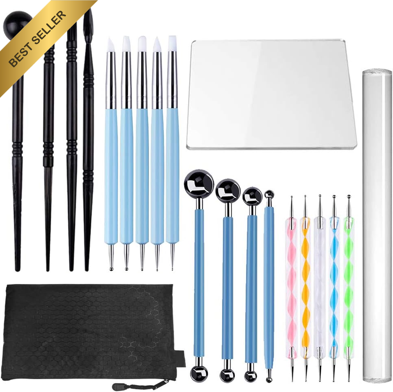 20Pcs Polymer Modeling Clay Sculpting Tools, Dotting Tools, Ceramic Clay Indenta