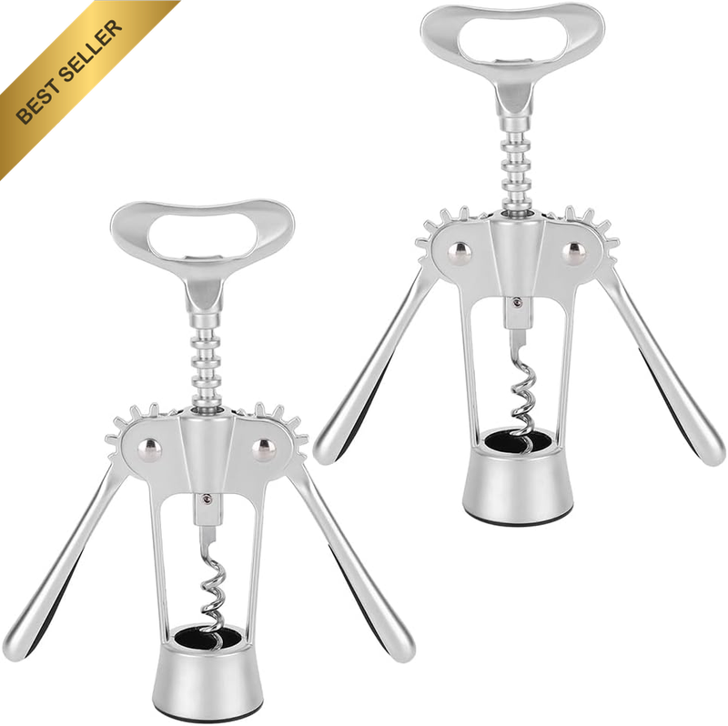 2PCS Zinc Alloy Wing Corkscrew Wine Opener, Wine Beer Bottle Opener Corkscrew, M