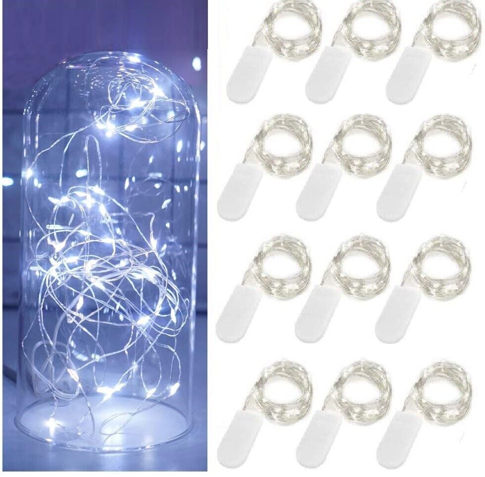 12 Pack 20 LED 6.6ft Battery Operated Mini LED Copper Wire S