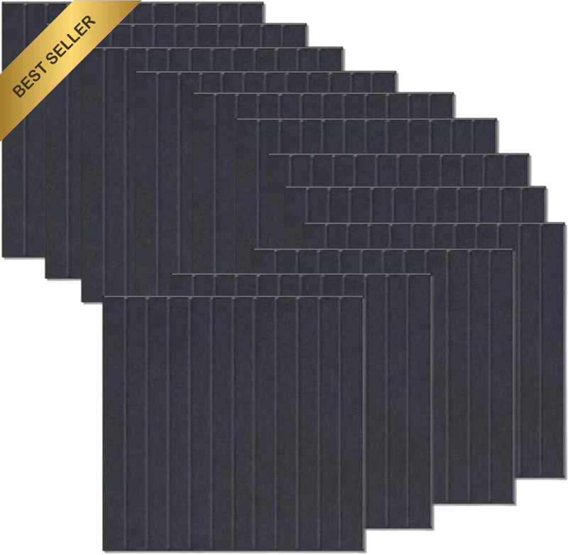 12 Pack Dark Gray Felt Bulletin Board,12X12 Inches Adhesive Cork & Felt Wall Til