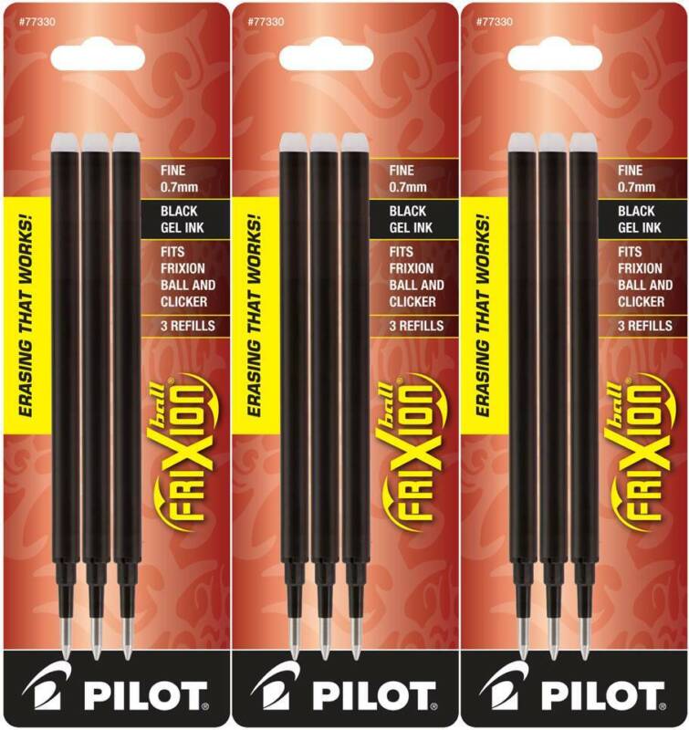 Pilot FriXion Ball Erasable Gel Ink Refills, Fine Point, 3 Packs