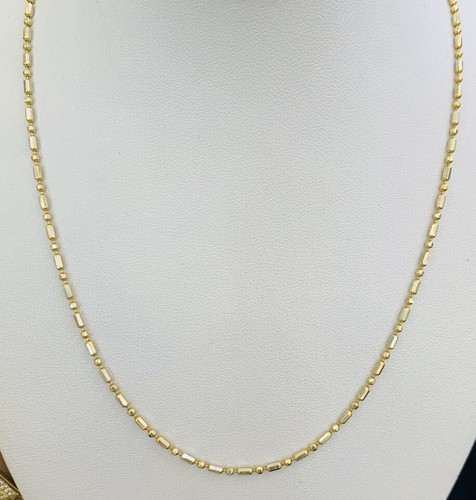 Pre-owned Handmade 18k Solid Yellow &white (two Ton)gold Ball Link Necklace 6.45grams 18inches