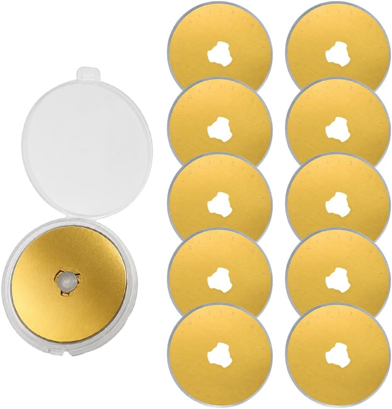 10 Pcs Titanium Rotary Cutter Blades, Replacement Blades for Fabric