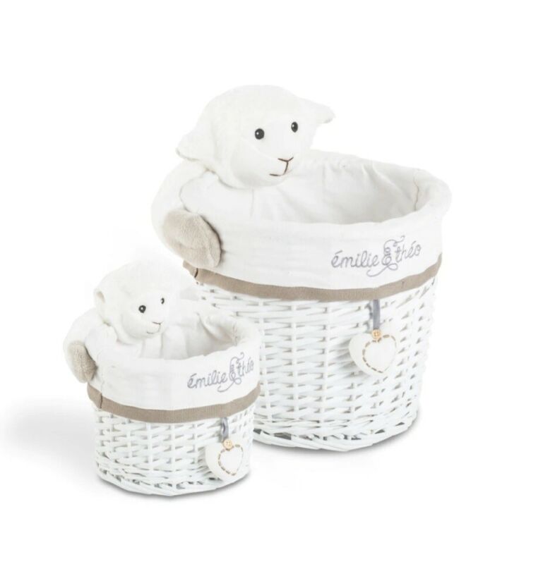 Émilie & Théo - Margo the lamb round basket set for Nursery 