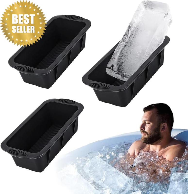Extra Large 4.7Lb Silicone Ice Block Mold, 3 Pack Ice Cube Tray for Ice Bath, Co