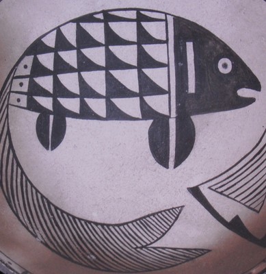 Anasazi Mimbres Fish Replication Bowl