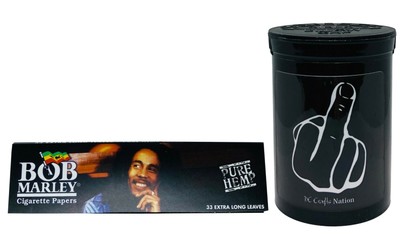 Bob Marley King Size Rolling Papers 1 Pack & Child Resistant Fresh Kettle