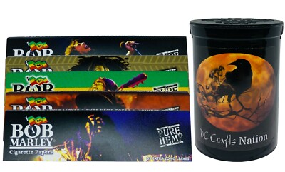 Bob Marley King Size Rolling Papers 5 Packs & Child Resistant Fresh Kettle