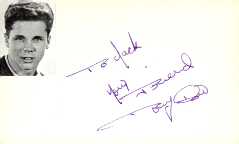 Tony Dow Signed Auto 3x5 Index Card Leave It To Beaver
